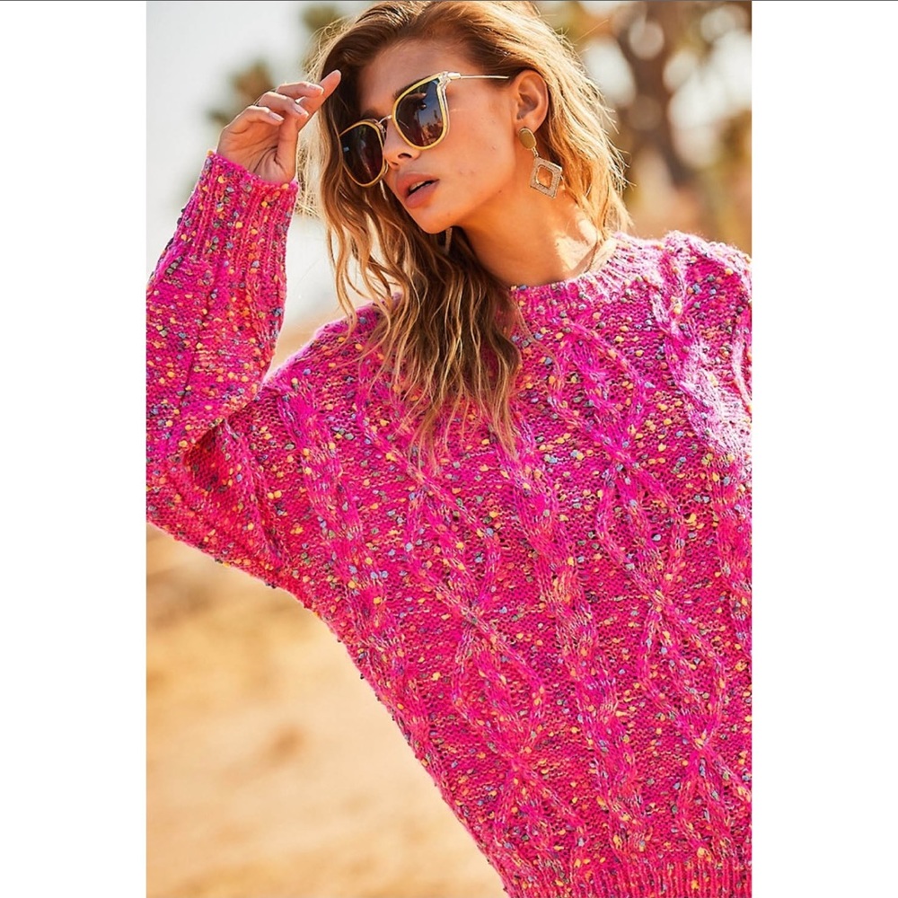 Fuchsia Pink Confetti Oversized Sweater - Picture 9 of 10